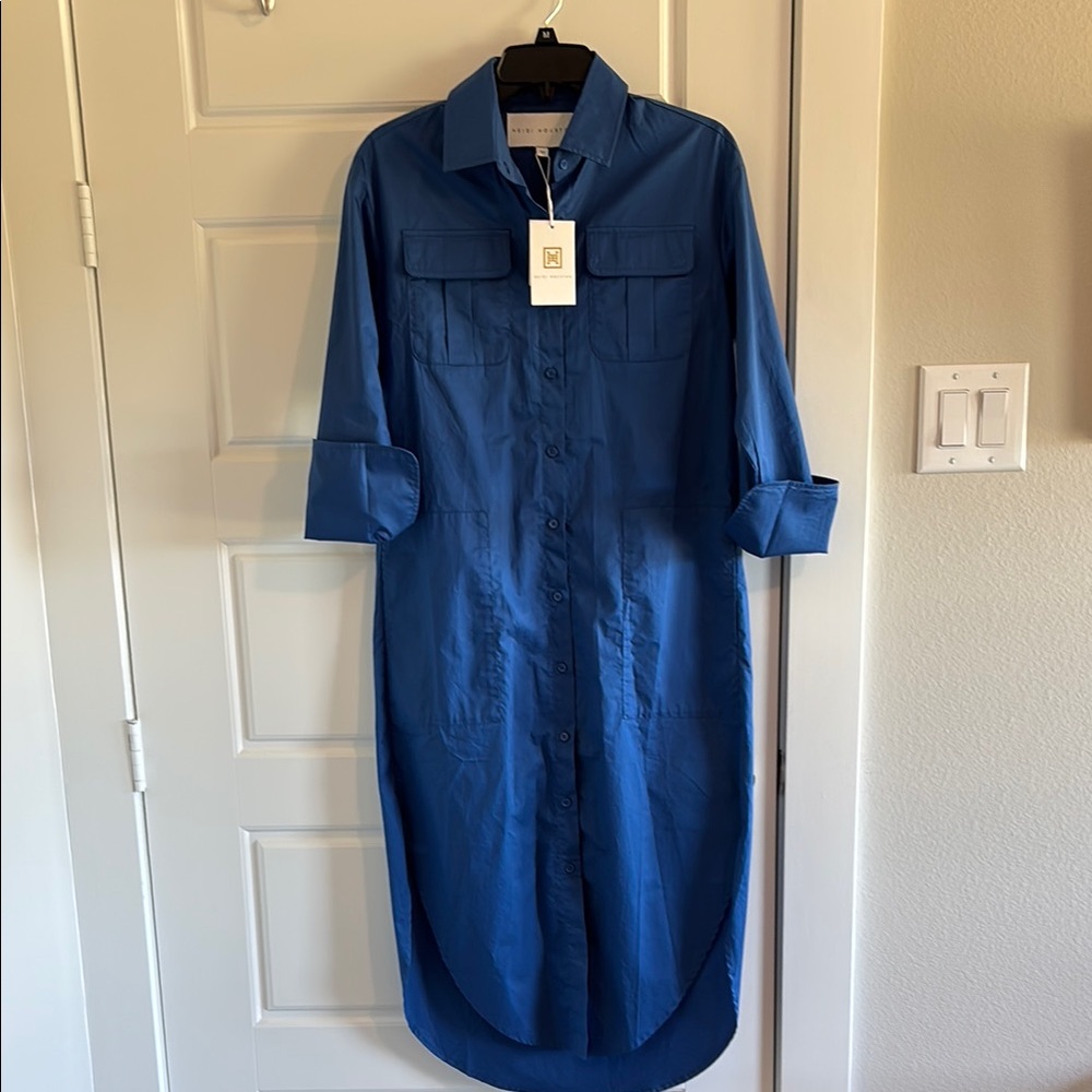 Blue Midi Shirt Dress